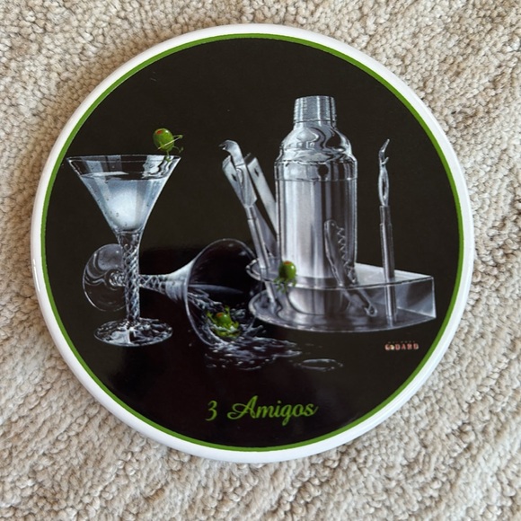 Set of 6 Drink Coasters "EVEN DIRTIER MARTINI" Art By Michael Godard Ceramic - Picture 6 of 15